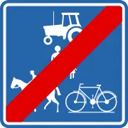 Einde van de weg gereserveerd voor landbouwvoertuigen, voetgangers, ruiters fietsers en speed pedelecs.